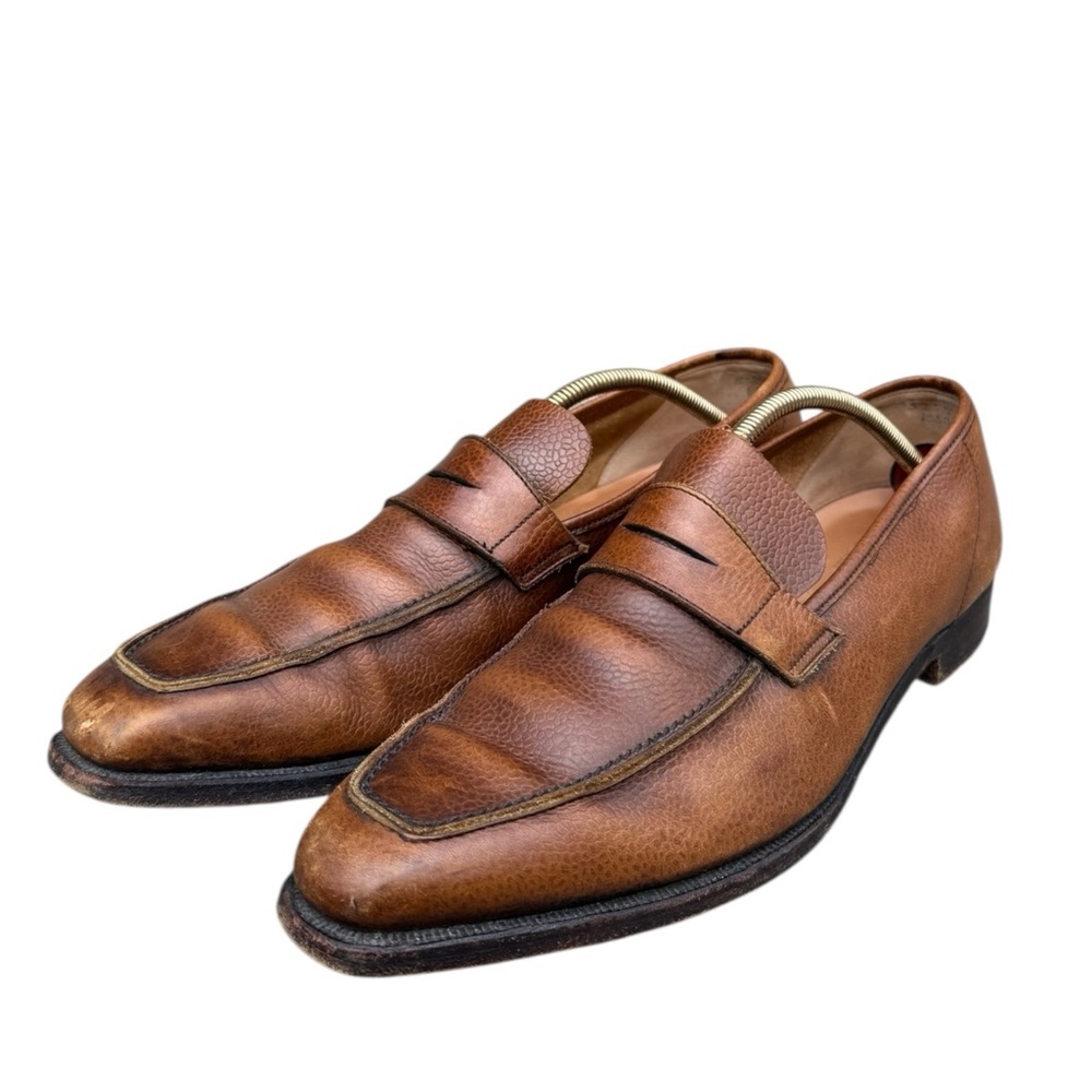 George Cleverly Penny Loafers Pebble Grain Leather Slip On EU 6.5 US 7.5 Bespoke